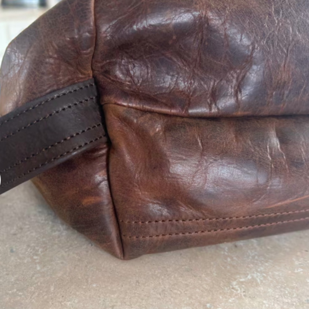 Rough & Tumble Rustic Pecan Open Pocket Borough with Orange & White Lining Bag - Picture 6 of 10